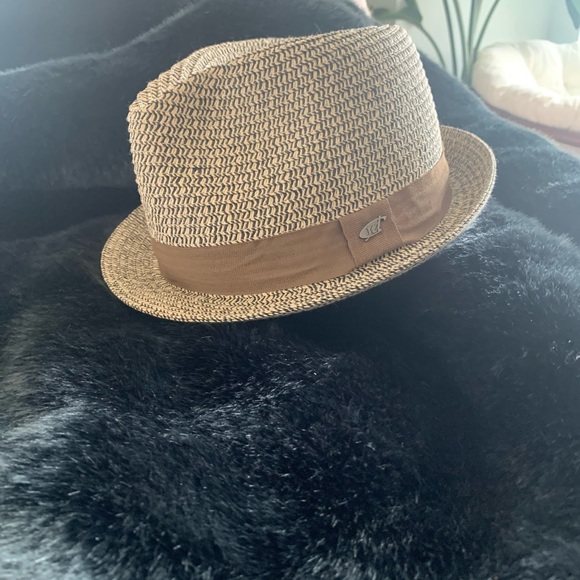 🍩3 for$30🍩 Polyester Paper Hat with camel accent - Picture 2 of 3